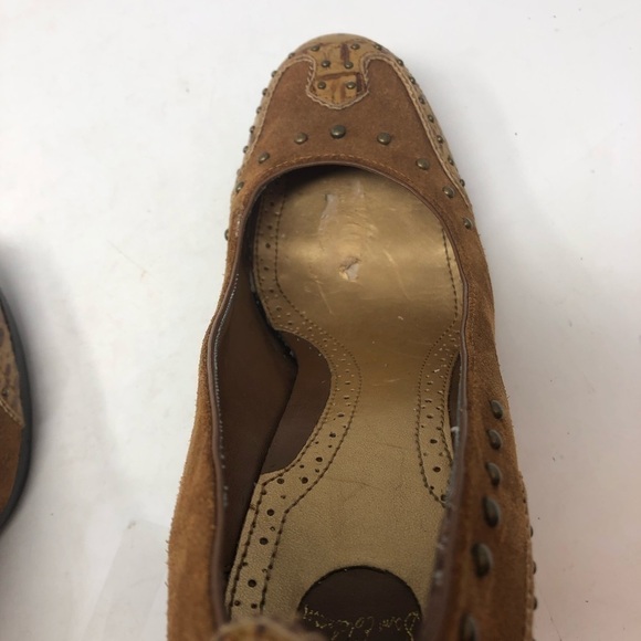 Sam Edelman Studded Snake Print Pinup Brown Suede Heels 60’s Vibe Women’s 8.5 - Picture 4 of 8
